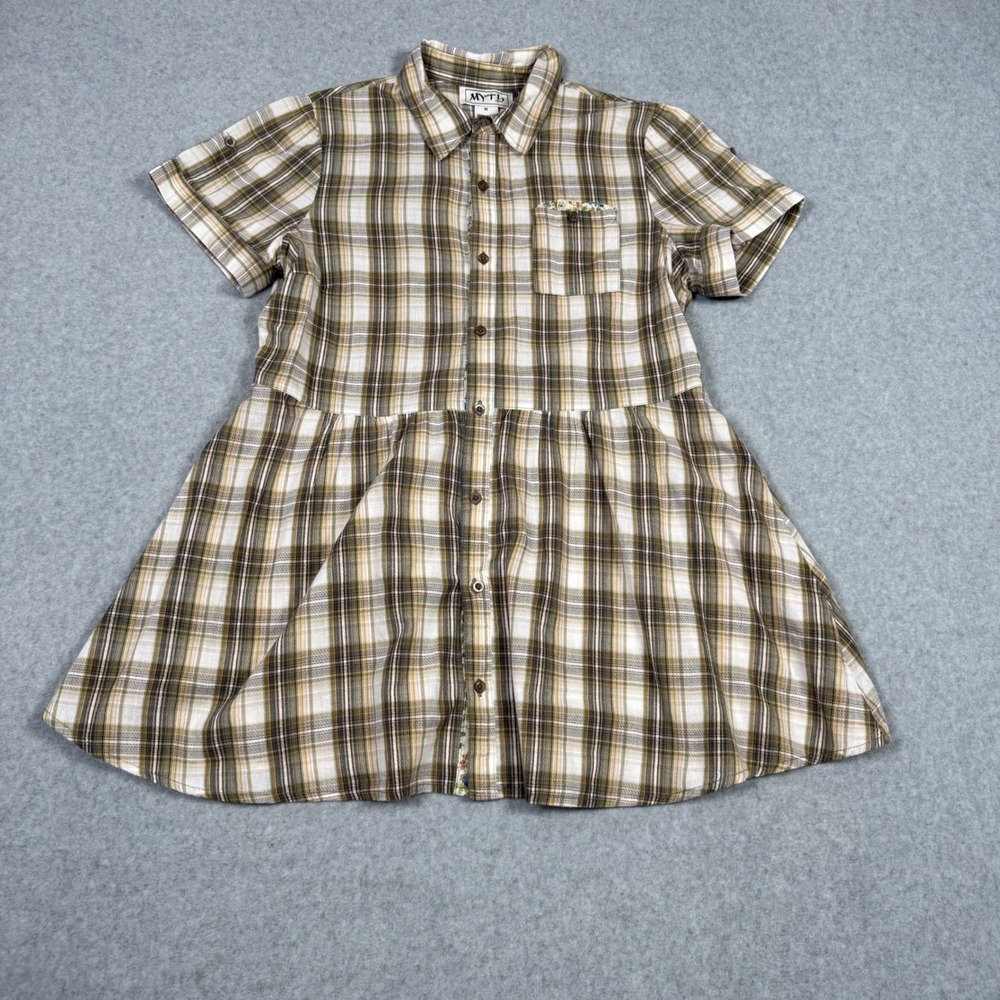 Vintage Y2K Myth NYC Fairy Grunge Cottagecore Plaid Floral Babydoll Top Medium